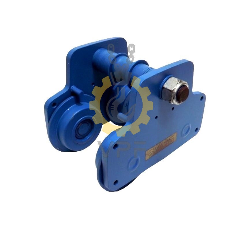 Demag trolley, simple chain model ترولی زنجیری ساده دماگ نصبشده روی تیرآهن در محیط صنعتی
