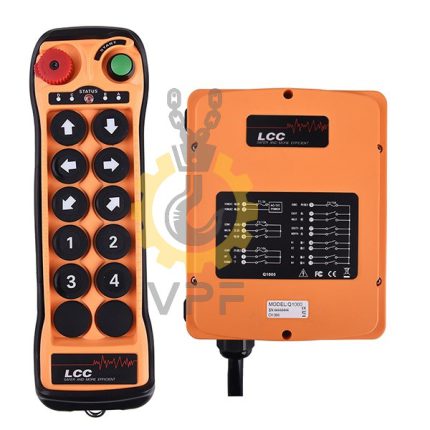 تصویر دستگاه کامل ریموت کنترل LCC مدل Q1000 با ۱۰ دکمه تک‌سرعته ساخت تایوان مناسب جرثقیل سقفی