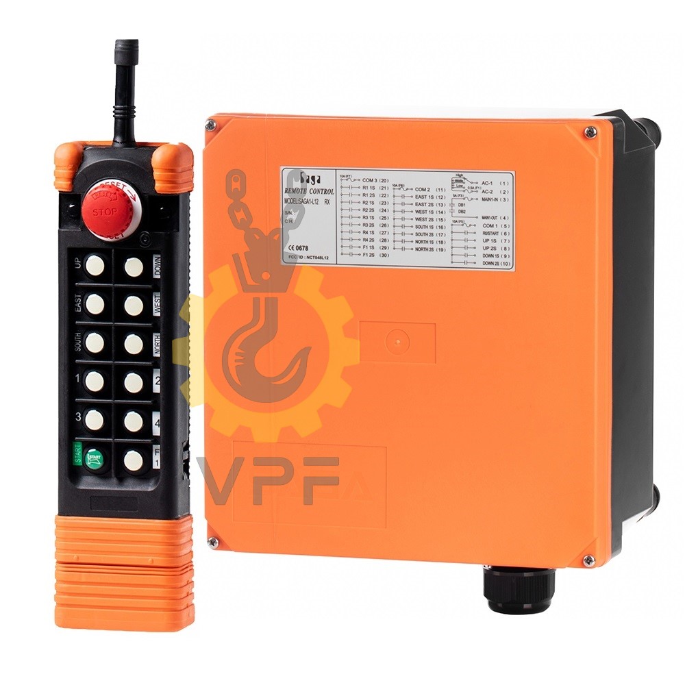 SAGA1-L12 دستگاه کامل ریموت کنترل ساگا L12 شامل فرستنده ۱۲ کلیده و گیرنده صنعتی