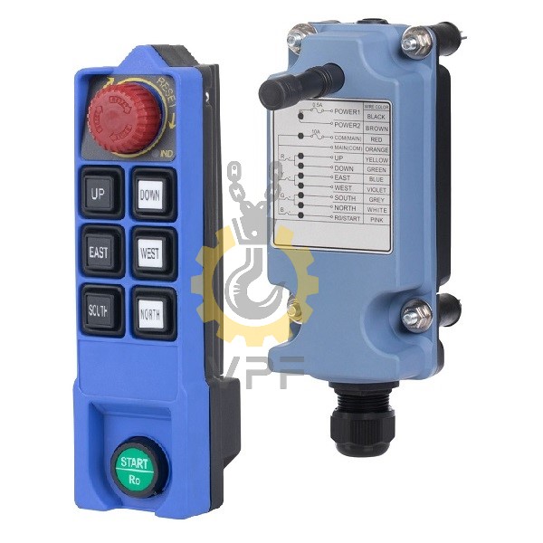 Saga L8B remote control تصویر ریموت کنترل ساگا L8B با طراحی ارگونومیک و صفحه نمایش LCD برای استفاده در جرثقیلهای سقفی و سیستمهای صنعتی.